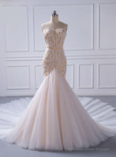 Bridal Gown Custom Made Mermaid Champagne Beaded Wedding Dresses